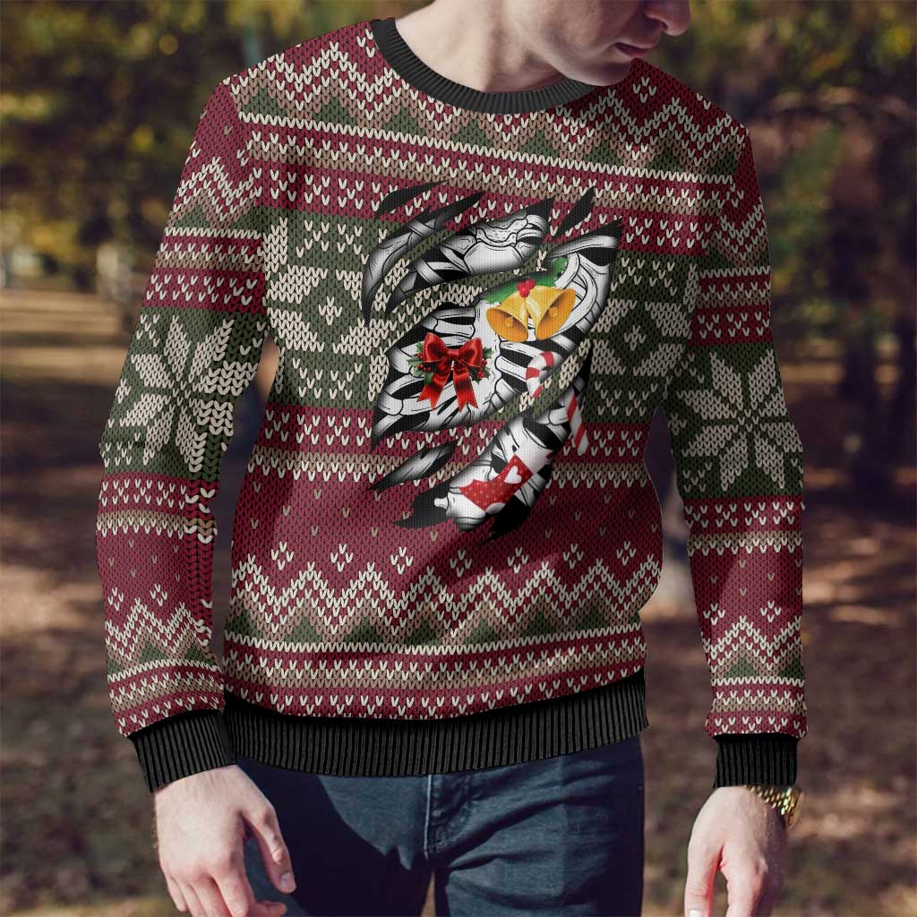Skeleton Candy Cane Christmas Ugly Christmas Sweater Xmas Holiday Patterns - Wonder Print Shop