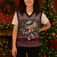Skeleton Candy Cane Christmas Knitted V-Neck Vest Xmas Holiday Patterns - Wonder Print Shop