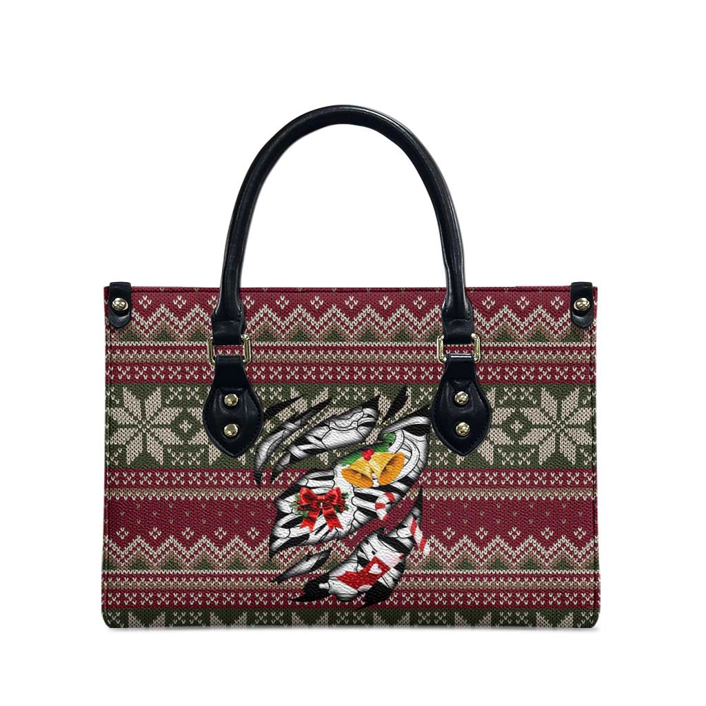 Skeleton Candy Cane Christmas Leather Bag Xmas Holiday Patterns - Wonder Print Shop