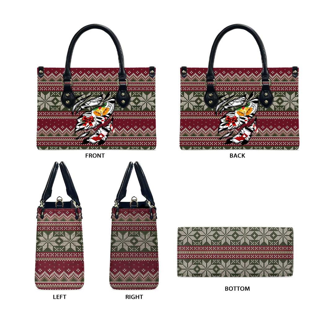 Skeleton Candy Cane Christmas Leather Bag Xmas Holiday Patterns - Wonder Print Shop