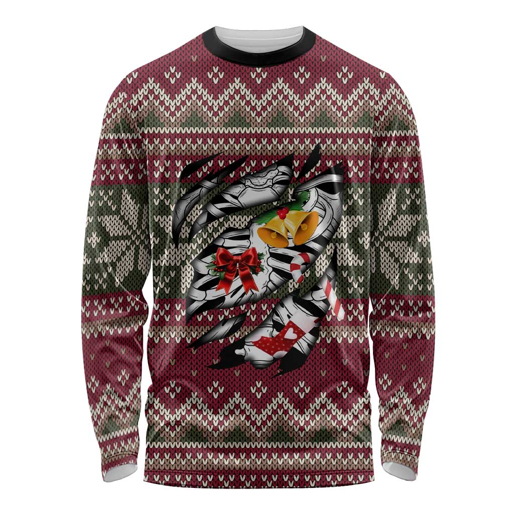Skeleton Candy Cane Christmas Long Sleeve Shirt Xmas Holiday Patterns - Wonder Print Shop