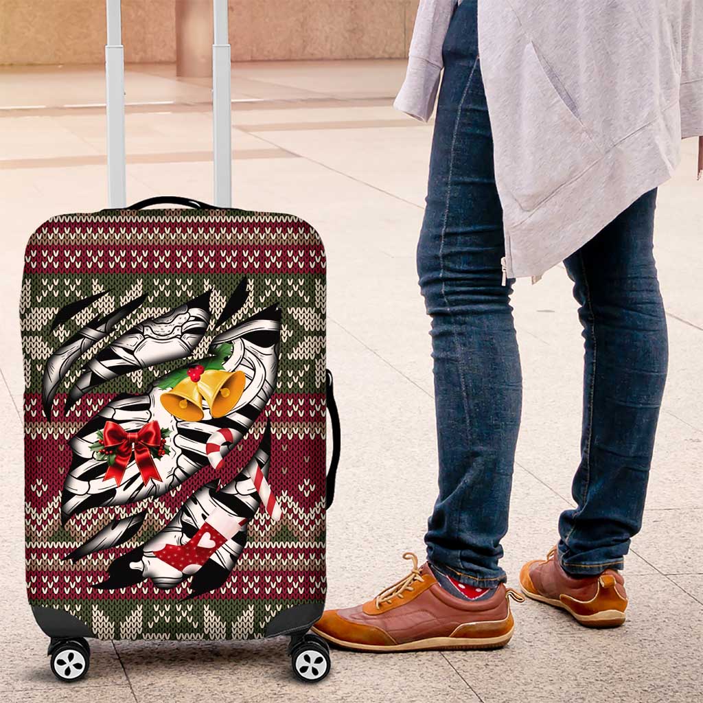 Skeleton Candy Cane Christmas Luggage Cover Xmas Holiday Patterns - Wonder Print Shop