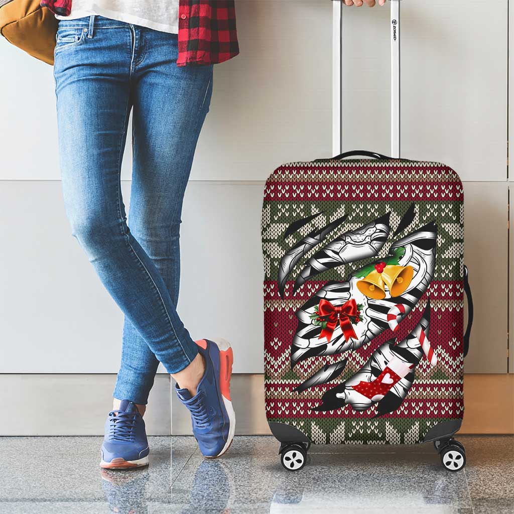 Skeleton Candy Cane Christmas Luggage Cover Xmas Holiday Patterns - Wonder Print Shop