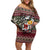 Skeleton Candy Cane Christmas Off Shoulder Short Dress Xmas Holiday Patterns - Wonder Print Shop