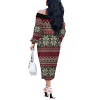 Skeleton Candy Cane Christmas Off The Shoulder Long Sleeve Dress Xmas Holiday Patterns - Wonder Print Shop