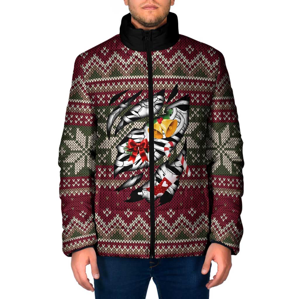 Skeleton Candy Cane Christmas Padded Jacket Xmas Holiday Patterns - Wonder Print Shop
