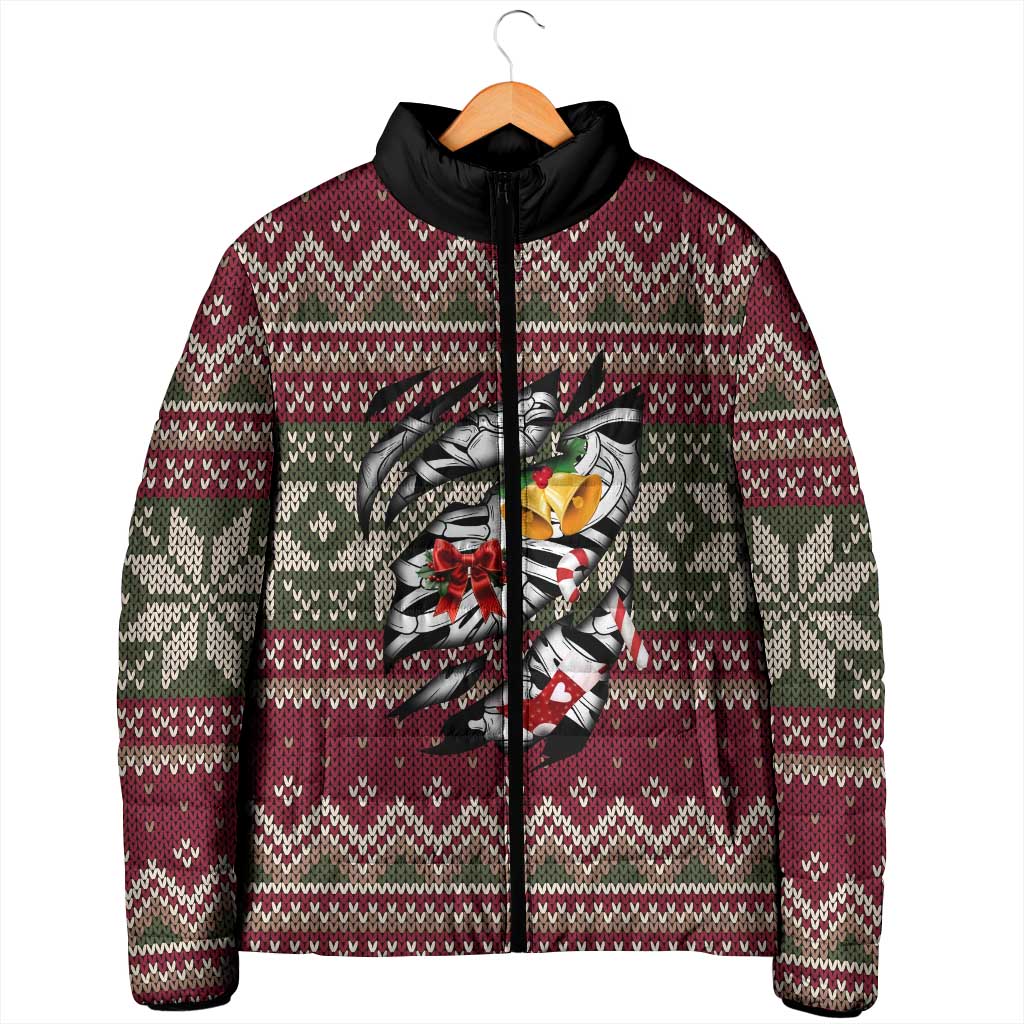 Skeleton Candy Cane Christmas Padded Jacket Xmas Holiday Patterns - Wonder Print Shop