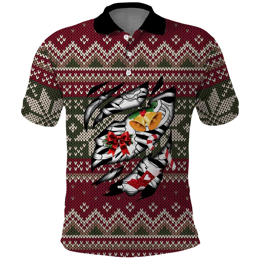 Skeleton Candy Cane Christmas Polo Shirt Xmas Holiday Patterns - Wonder Print Shop