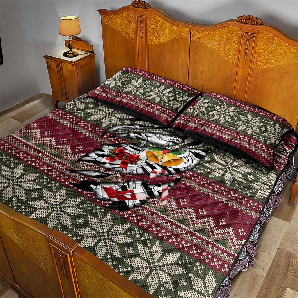 Skeleton Candy Cane Christmas Quilt Bed Set Xmas Holiday Patterns - Wonder Print Shop