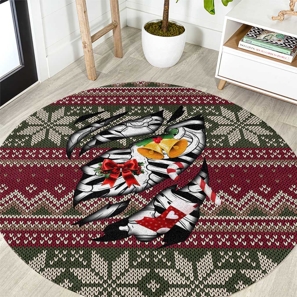 Skeleton Candy Cane Christmas Round Carpet Xmas Holiday Patterns - Wonder Print Shop