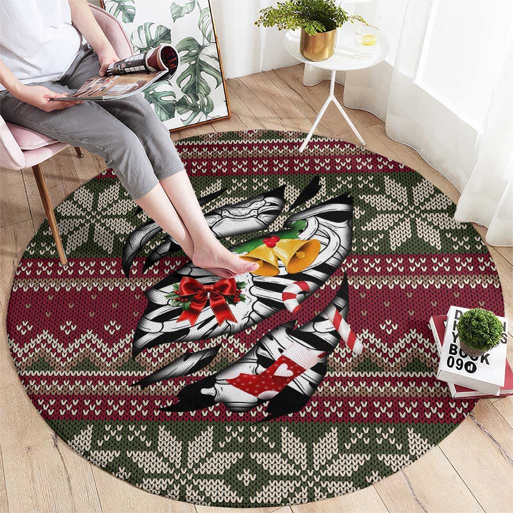 Skeleton Candy Cane Christmas Round Carpet Xmas Holiday Patterns - Wonder Print Shop