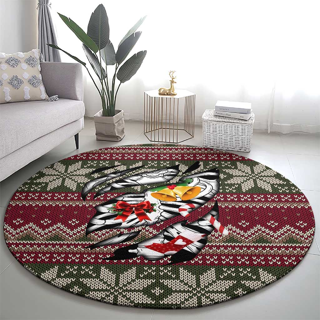 Skeleton Candy Cane Christmas Round Carpet Xmas Holiday Patterns - Wonder Print Shop