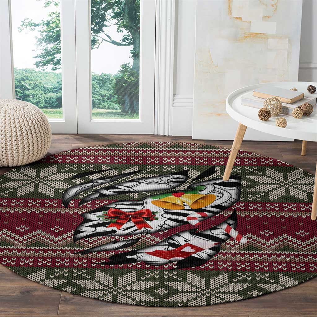 Skeleton Candy Cane Christmas Round Carpet Xmas Holiday Patterns - Wonder Print Shop