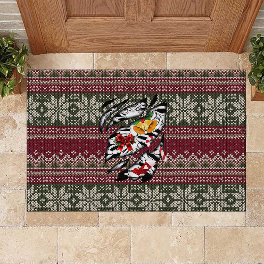 Skeleton Candy Cane Christmas Rubber Doormat Xmas Holiday Patterns - Wonder Print Shop