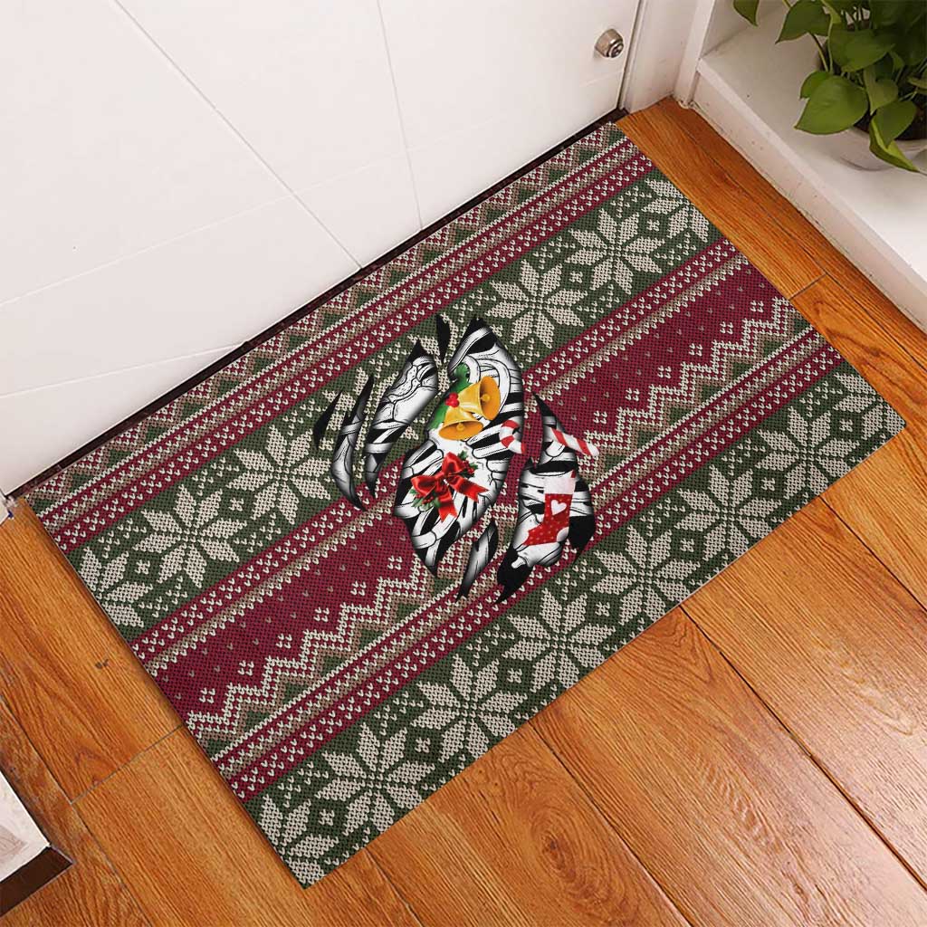 Skeleton Candy Cane Christmas Rubber Doormat Xmas Holiday Patterns - Wonder Print Shop