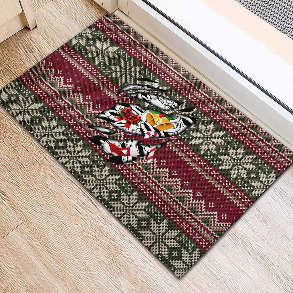 Skeleton Candy Cane Christmas Rubber Doormat Xmas Holiday Patterns - Wonder Print Shop