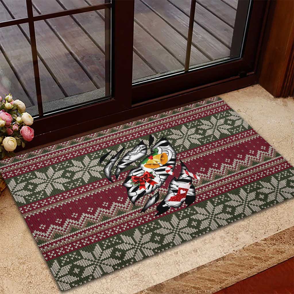 Skeleton Candy Cane Christmas Rubber Doormat Xmas Holiday Patterns - Wonder Print Shop