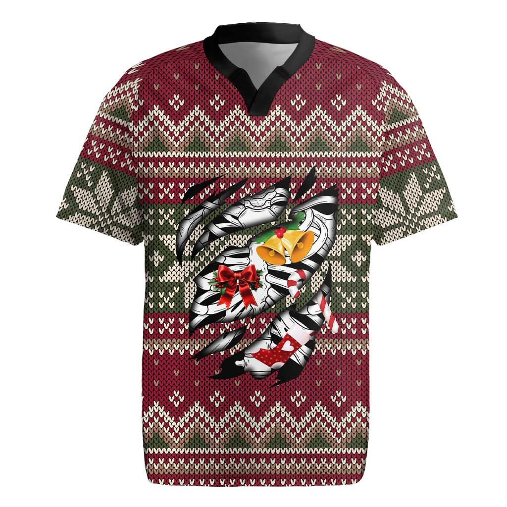 Skeleton Candy Cane Christmas Rugby Jersey Xmas Holiday Patterns - Wonder Print Shop