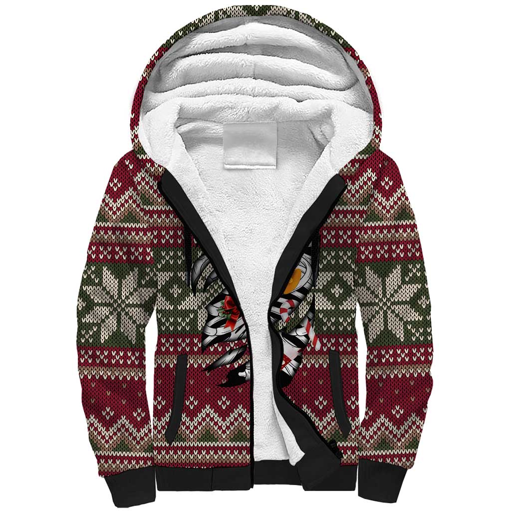 Skeleton Candy Cane Christmas Sherpa Hoodie Xmas Holiday Patterns - Wonder Print Shop