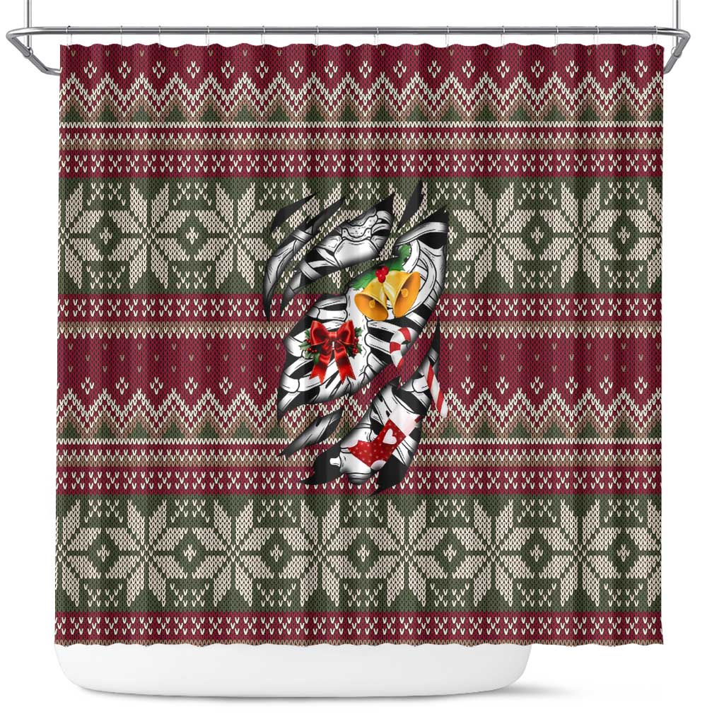 Skeleton Candy Cane Christmas Shower Curtain Xmas Holiday Patterns - Wonder Print Shop