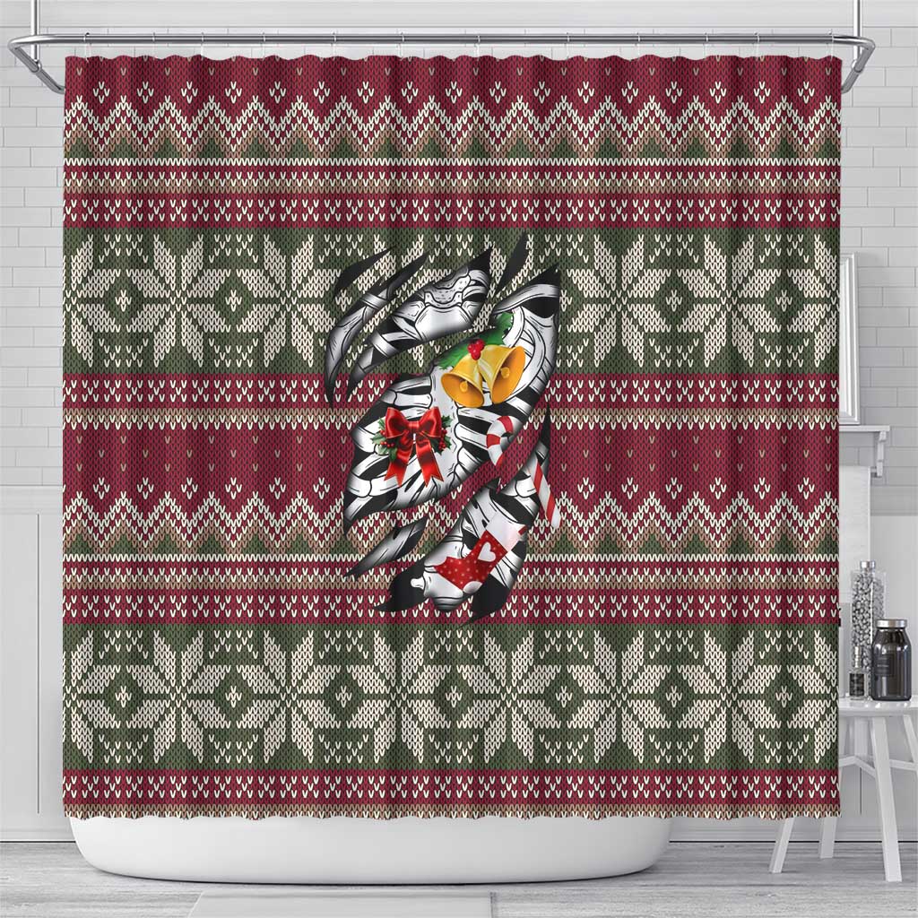 Skeleton Candy Cane Christmas Shower Curtain Xmas Holiday Patterns - Wonder Print Shop