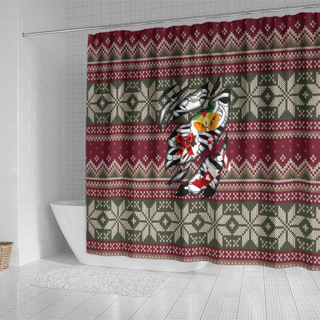 Skeleton Candy Cane Christmas Shower Curtain Xmas Holiday Patterns - Wonder Print Shop
