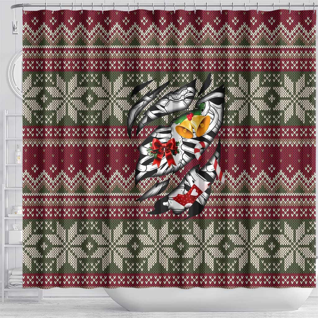 Skeleton Candy Cane Christmas Shower Curtain Xmas Holiday Patterns - Wonder Print Shop