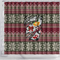 Skeleton Candy Cane Christmas Shower Curtain Xmas Holiday Patterns - Wonder Print Shop