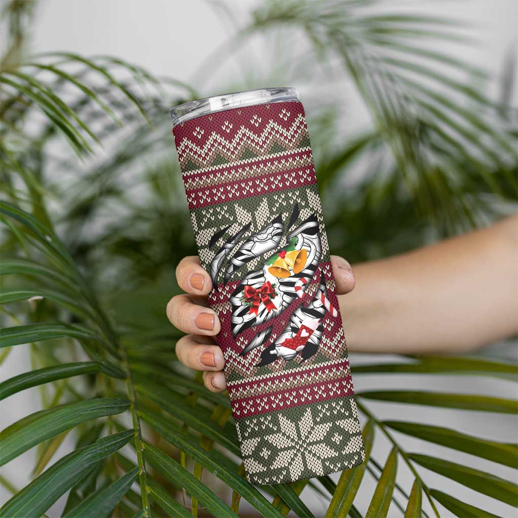 Skeleton Candy Cane Christmas Skinny Tumbler Xmas Holiday Patterns - Wonder Print Shop