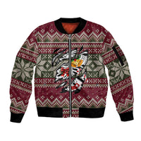 Skeleton Candy Cane Christmas Sleeve Zip Bomber Jacket Xmas Holiday Patterns - Wonder Print Shop