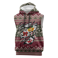 Skeleton Candy Cane Christmas Sleeveless Hoodie Xmas Holiday Patterns - Wonder Print Shop