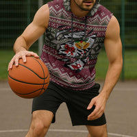 Skeleton Candy Cane Christmas Sleeveless Hoodie Xmas Holiday Patterns - Wonder Print Shop