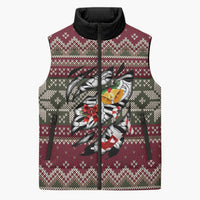 Skeleton Candy Cane Christmas Sleeveless Puffer Jacket Xmas Holiday Patterns - Wonder Print Shop