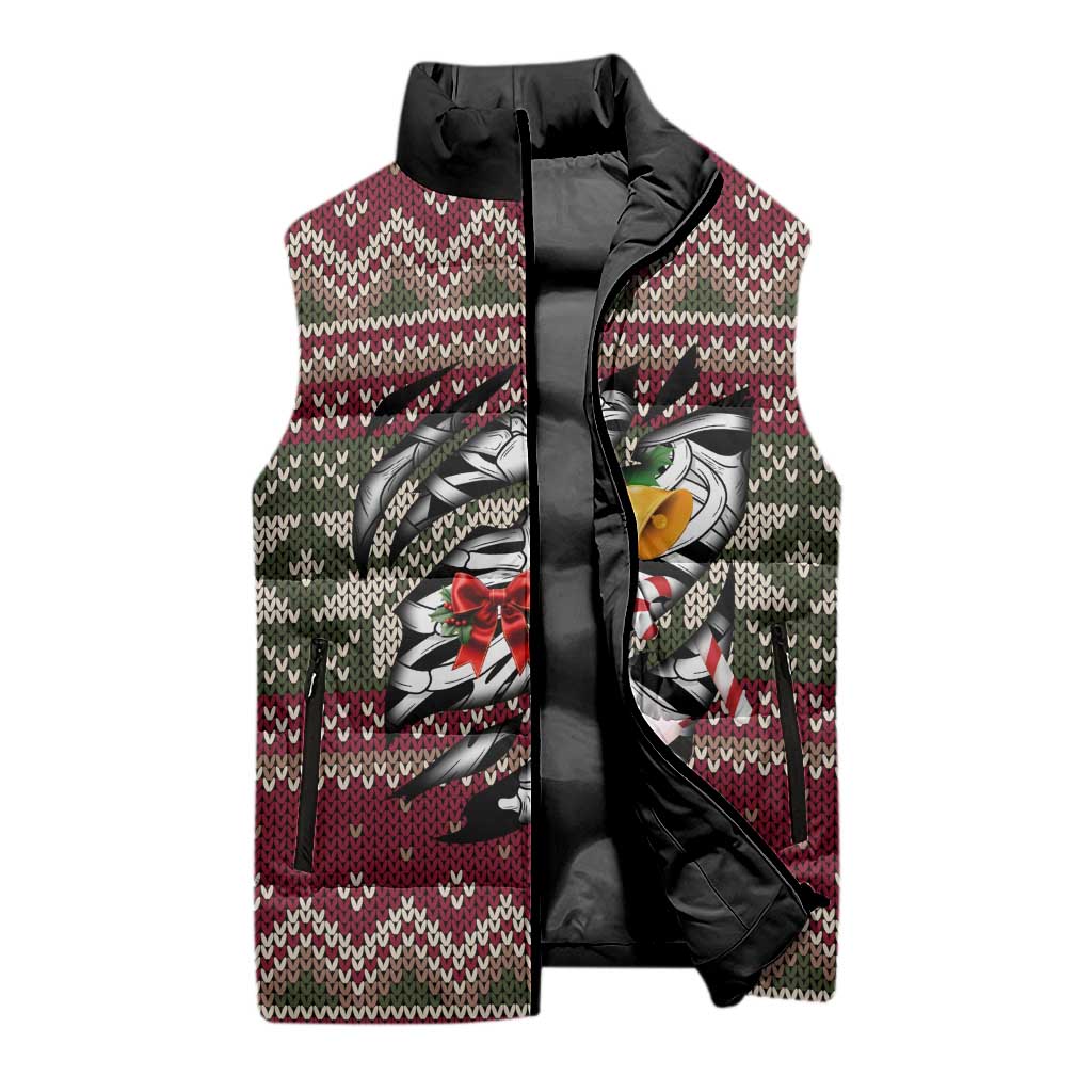Skeleton Candy Cane Christmas Sleeveless Puffer Jacket Xmas Holiday Patterns - Wonder Print Shop