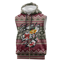 Skeleton Candy Cane Christmas Sleeveless Zip Hoodie Xmas Holiday Patterns - Wonder Print Shop