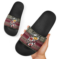 Skeleton Candy Cane Christmas Slide Sandals Xmas Holiday Patterns - Wonder Print Shop