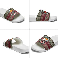 Skeleton Candy Cane Christmas Slide Sandals Xmas Holiday Patterns - Wonder Print Shop