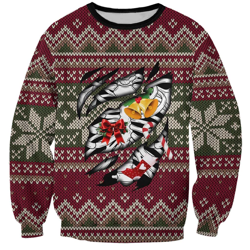 Skeleton Candy Cane Christmas Sweatshirt Xmas Holiday Patterns - Wonder Print Shop