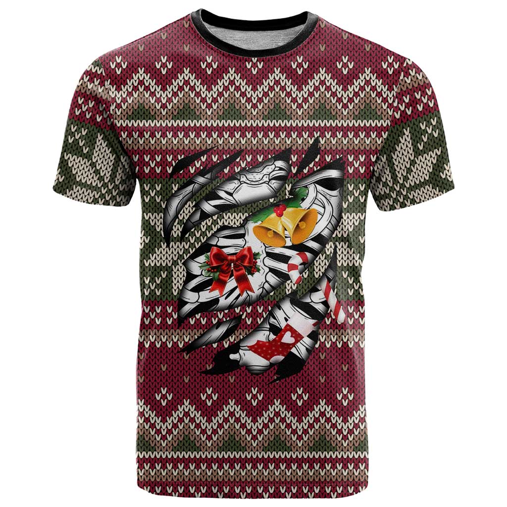 Skeleton Candy Cane Christmas T Shirt Xmas Holiday Patterns - Wonder Print Shop