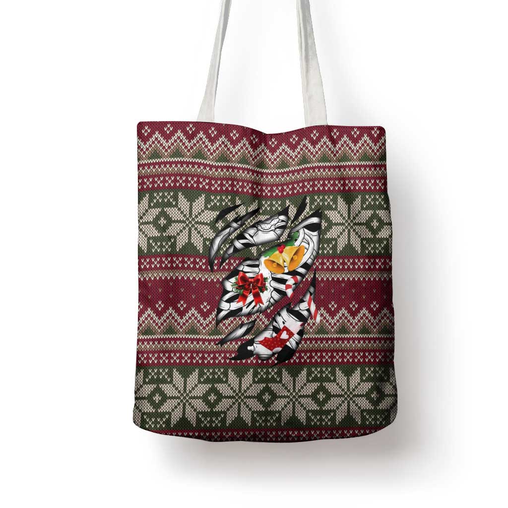 Skeleton Candy Cane Christmas Tote Bag Xmas Holiday Patterns - Wonder Print Shop