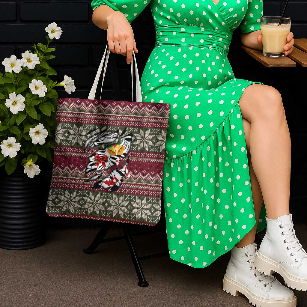 Skeleton Candy Cane Christmas Tote Bag Xmas Holiday Patterns - Wonder Print Shop