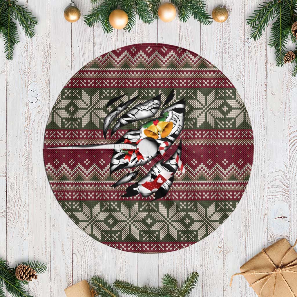 Skeleton Candy Cane Christmas Tree Skirt Xmas Holiday Patterns - Wonder Print Shop