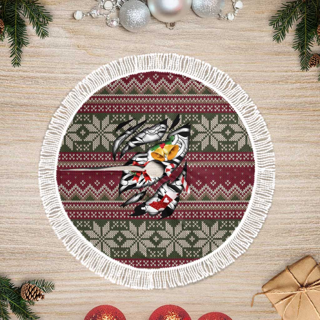 Skeleton Candy Cane Christmas Tree Skirt Xmas Holiday Patterns - Wonder Print Shop