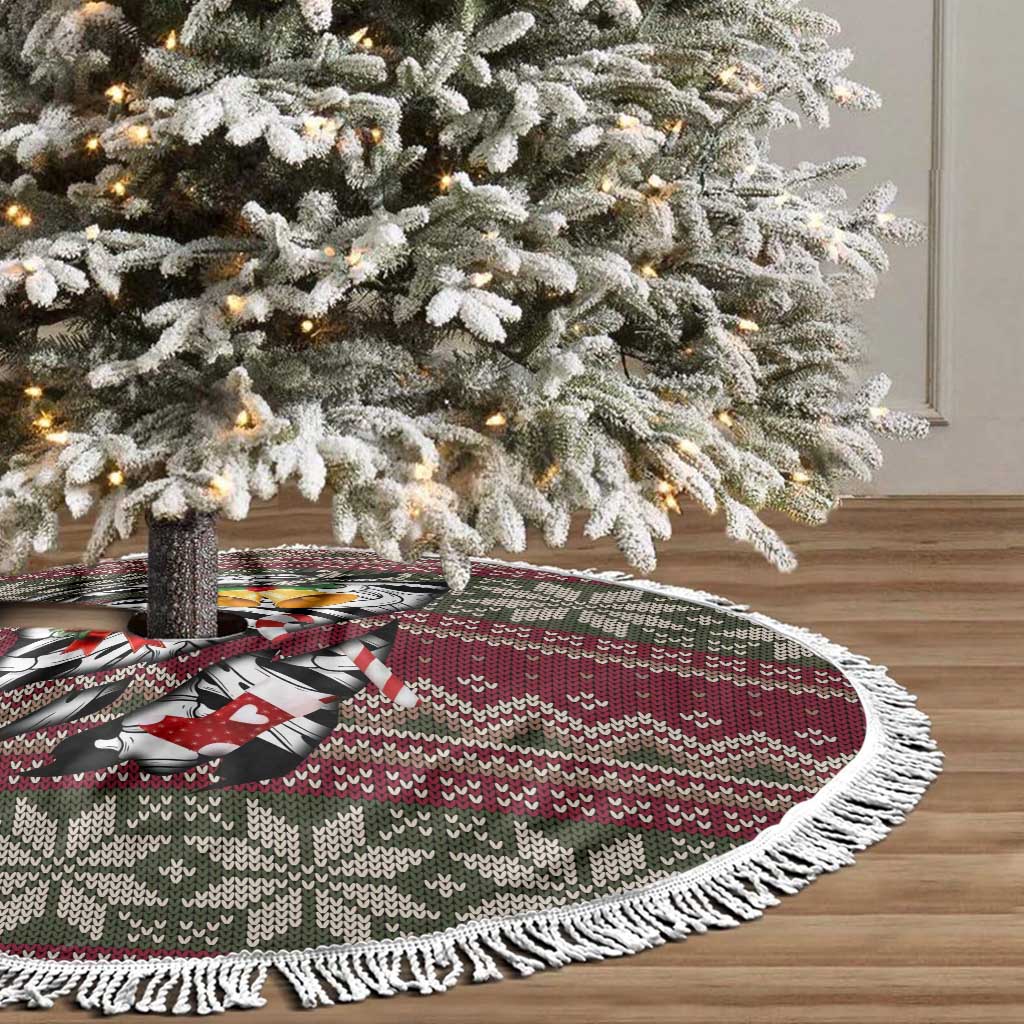 Skeleton Candy Cane Christmas Tree Skirt Xmas Holiday Patterns - Wonder Print Shop