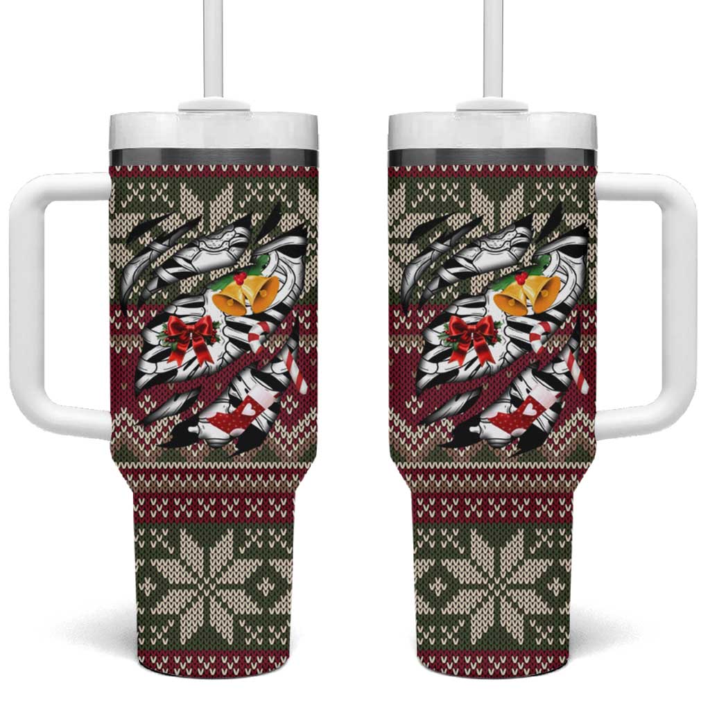 Skeleton Candy Cane Christmas Tumbler With Handle Xmas Holiday Patterns - Wonder Print Shop