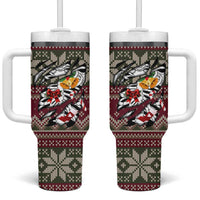 Skeleton Candy Cane Christmas Tumbler With Handle Xmas Holiday Patterns - Wonder Print Shop