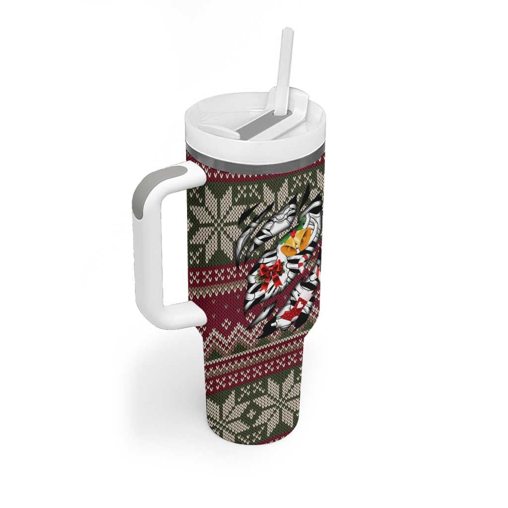 Skeleton Candy Cane Christmas Tumbler With Handle Xmas Holiday Patterns - Wonder Print Shop