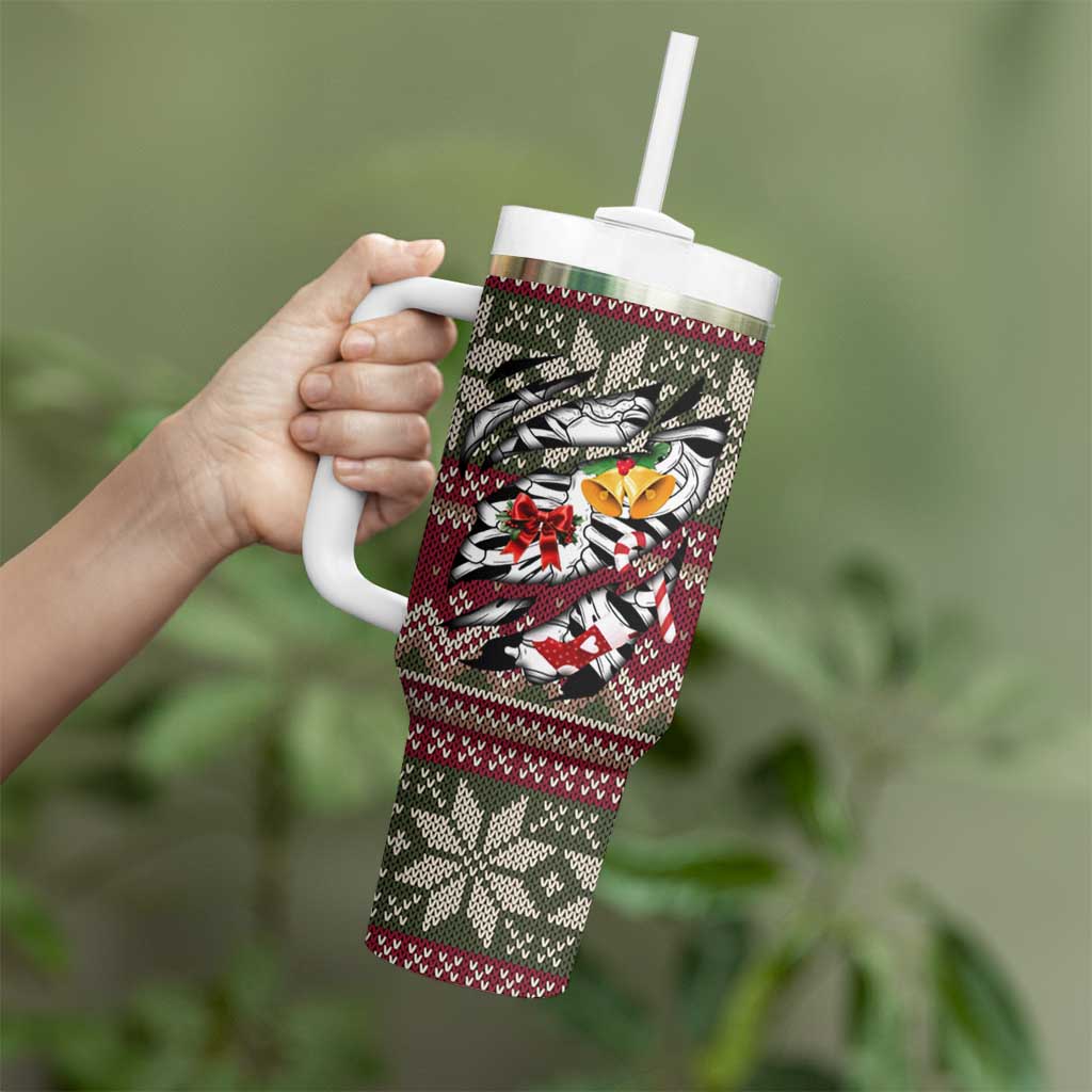 Skeleton Candy Cane Christmas Tumbler With Handle Xmas Holiday Patterns - Wonder Print Shop