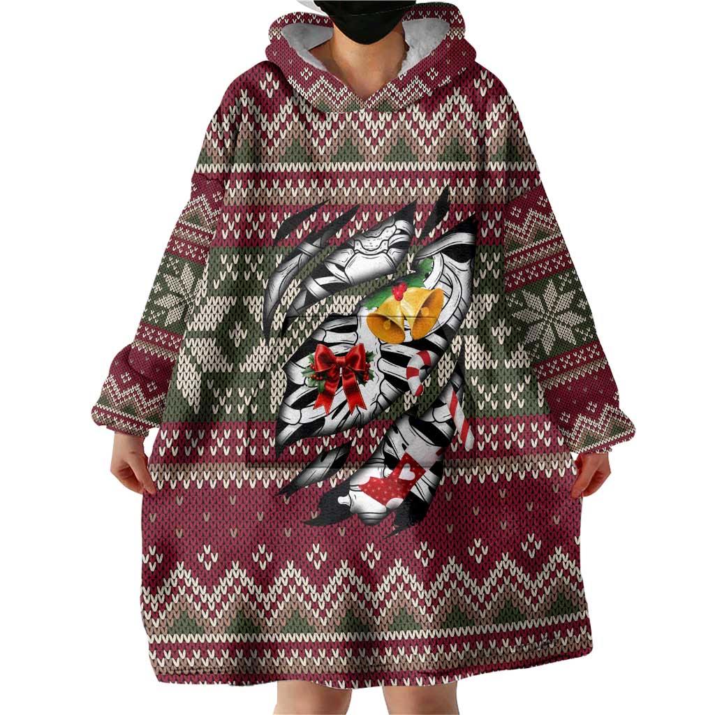 Skeleton Candy Cane Christmas Wearable Blanket Hoodie Xmas Holiday Patterns - Wonder Print Shop