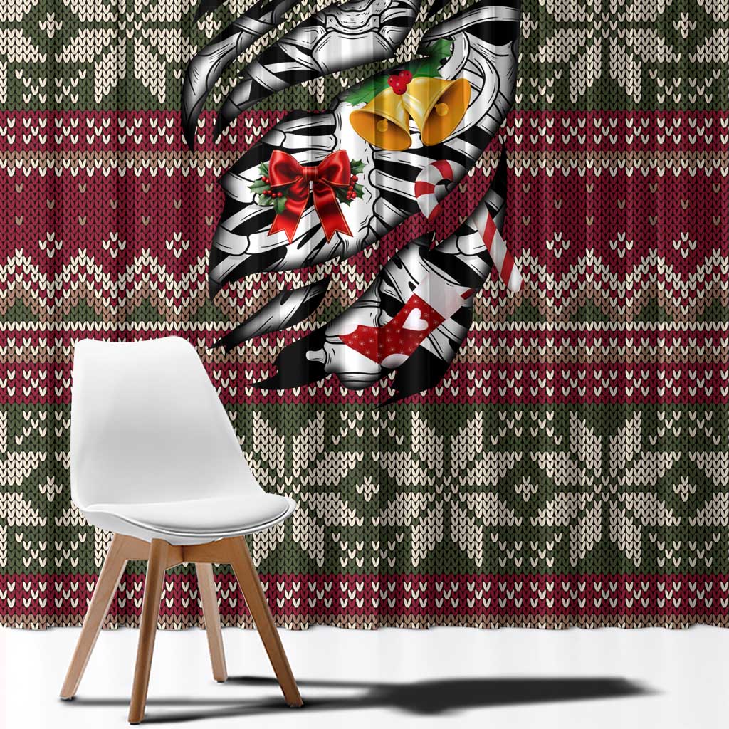 Skeleton Candy Cane Christmas Window Curtain Xmas Holiday Patterns - Wonder Print Shop